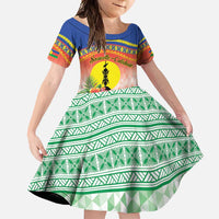 New Caledonia Nautilus Shell Family Matching Tank Maxi Dress and Hawaiian Shirt Polynesian Tropical Flowers LT9 Daughter's Dress Red - Polynesian Pride