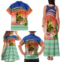 New Caledonia Nautilus Shell Family Matching Tank Maxi Dress and Hawaiian Shirt Polynesian Tropical Flowers LT9 - Polynesian Pride