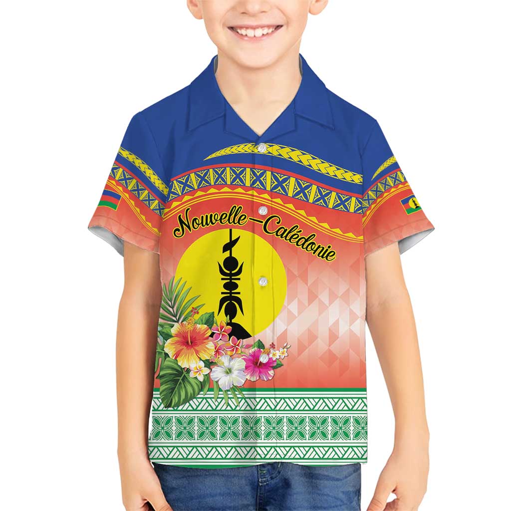 New Caledonia Nautilus Shell Family Matching Tank Maxi Dress and Hawaiian Shirt Polynesian Tropical Flowers LT9 Son's Shirt Red - Polynesian Pride