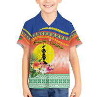 New Caledonia Nautilus Shell Family Matching Tank Maxi Dress and Hawaiian Shirt Polynesian Tropical Flowers LT9 Son's Shirt Red - Polynesian Pride