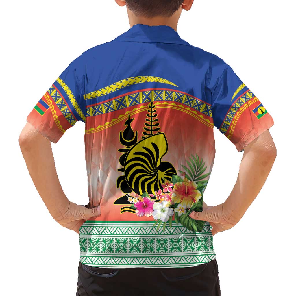 New Caledonia Nautilus Shell Hawaiian Shirt Polynesian Tropical Flowers
