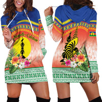 New Caledonia Nautilus Shell Hoodie Dress Polynesian Tropical Flowers LT9 - Polynesian Pride