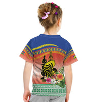 New Caledonia Nautilus Shell Kid T Shirt Polynesian Tropical Flowers