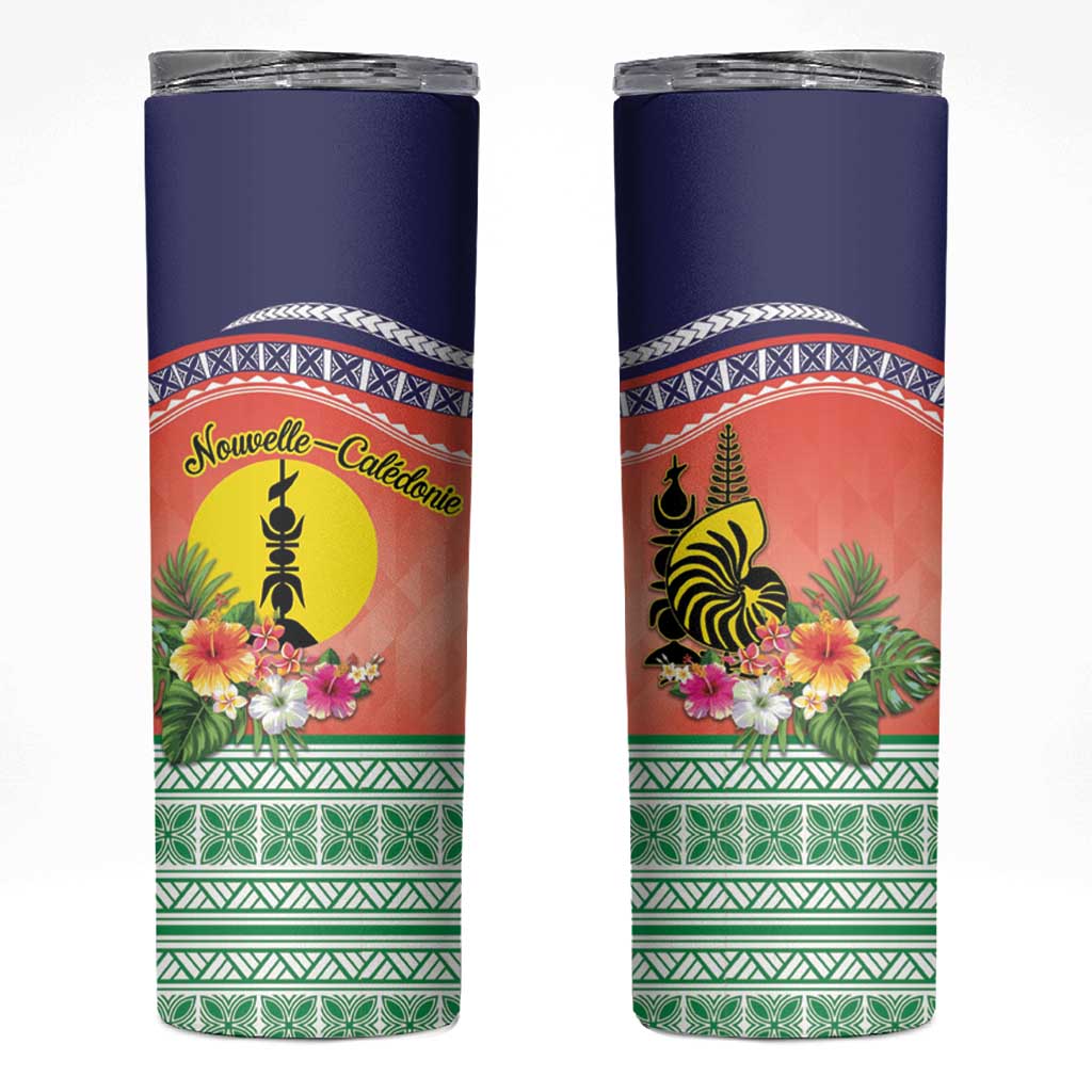 New Caledonia Nautilus Shell Skinny Tumbler Polynesian Tropical Flowers LT9 Red - Polynesian Pride
