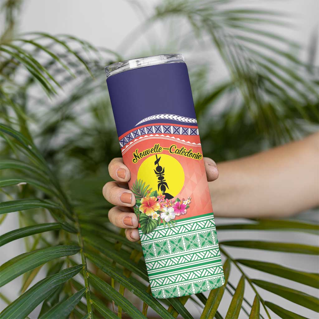 New Caledonia Nautilus Shell Skinny Tumbler Polynesian Tropical Flowers LT9 - Polynesian Pride