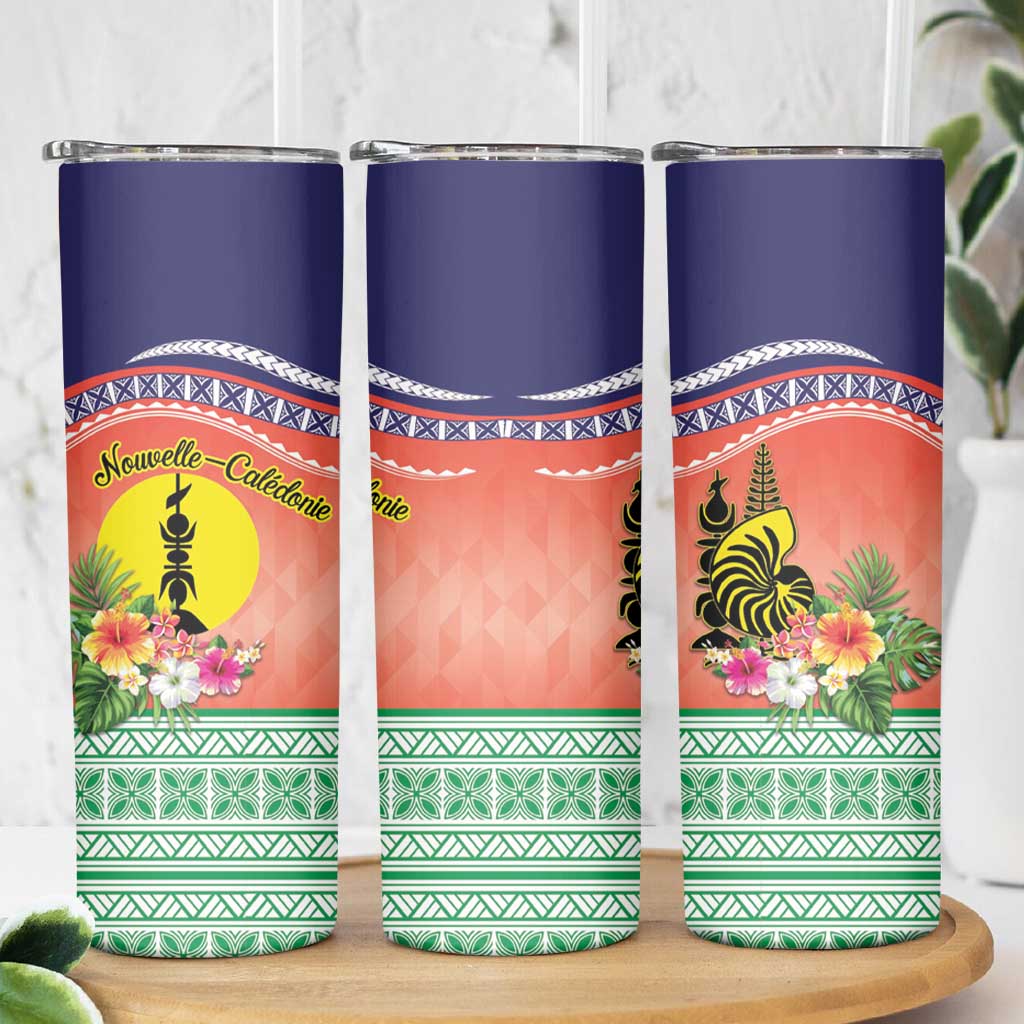 New Caledonia Nautilus Shell Skinny Tumbler Polynesian Tropical Flowers LT9 - Polynesian Pride