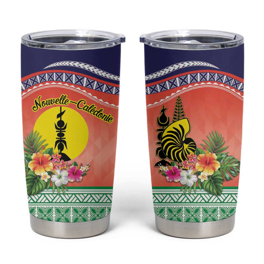 New Caledonia Nautilus Shell Tumbler Cup Polynesian Tropical Flowers LT9 Red - Polynesian Pride