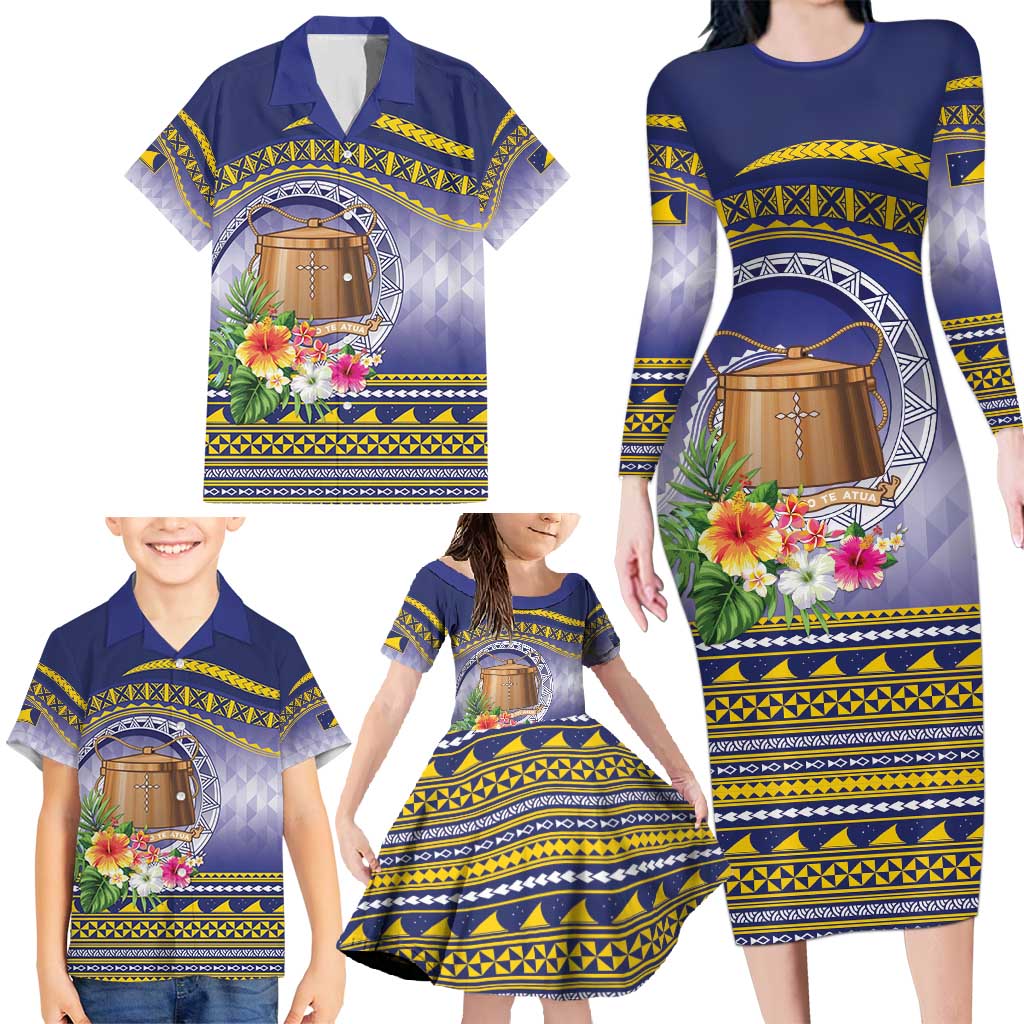Tokelau Tuluma Family Matching Long Sleeve Bodycon Dress and Hawaiian Shirt Polynesian Tropical Flowers LT9 - Polynesian Pride
