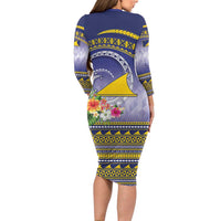 Tokelau Tuluma Family Matching Long Sleeve Bodycon Dress and Hawaiian Shirt Polynesian Tropical Flowers LT9 - Polynesian Pride