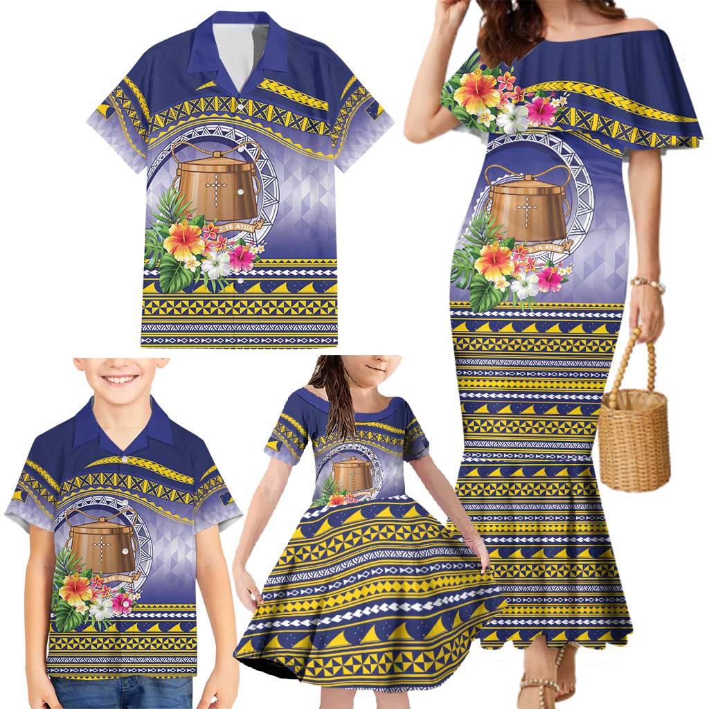 Tokelau Tuluma Family Matching Mermaid Dress and Hawaiian Shirt Polynesian Tropical Flowers LT9 - Polynesian Pride