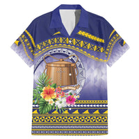 Tokelau Tuluma Family Matching Mermaid Dress and Hawaiian Shirt Polynesian Tropical Flowers LT9 Dad's Shirt - Short Sleeve Blue - Polynesian Pride