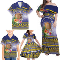 Tokelau Tuluma Family Matching Off Shoulder Maxi Dress and Hawaiian Shirt Polynesian Tropical Flowers LT9 - Polynesian Pride