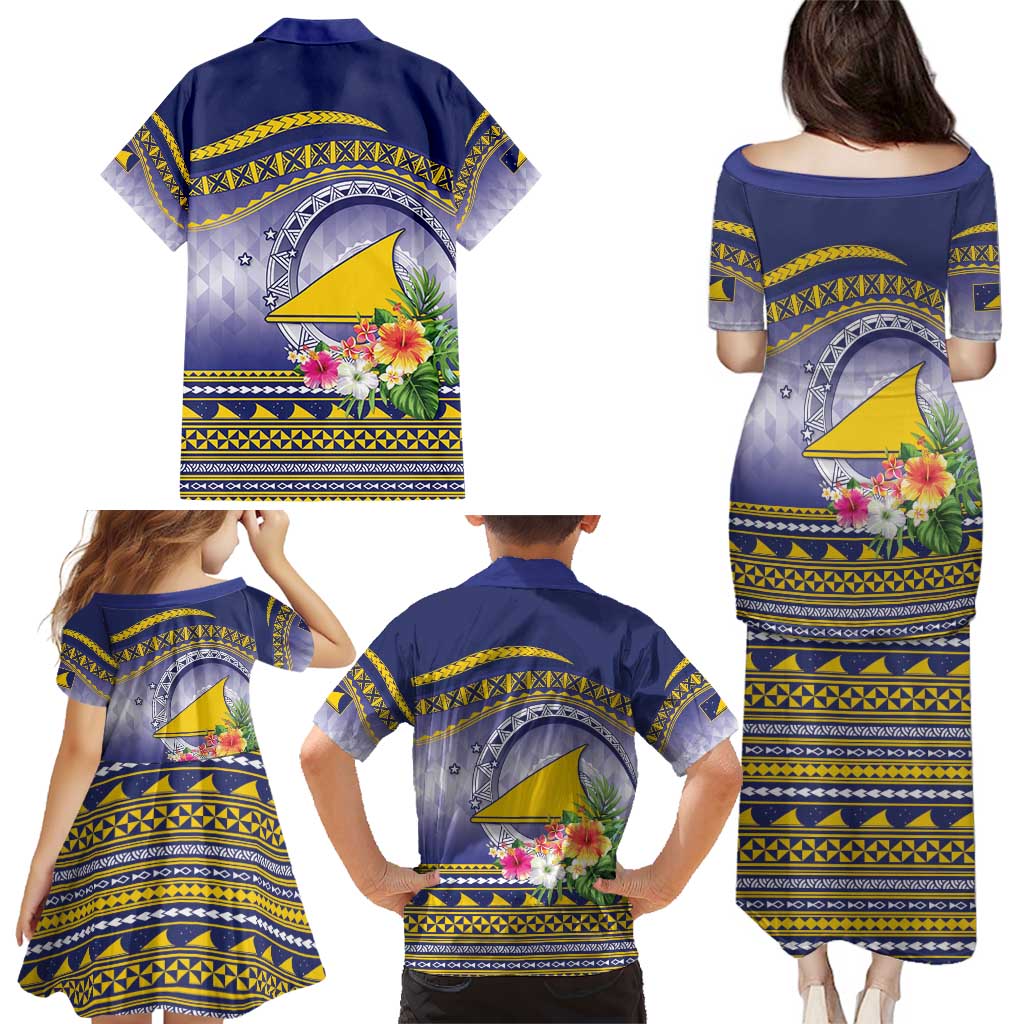 Tokelau Tuluma Family Matching Puletasi and Hawaiian Shirt Polynesian Tropical Flowers LT9 - Polynesian Pride