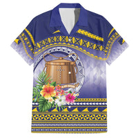 Tokelau Tuluma Family Matching Short Sleeve Bodycon Dress and Hawaiian Shirt Polynesian Tropical Flowers LT9 Dad's Shirt - Short Sleeve Blue - Polynesian Pride