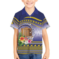 Tokelau Tuluma Family Matching Short Sleeve Bodycon Dress and Hawaiian Shirt Polynesian Tropical Flowers LT9 Son's Shirt Blue - Polynesian Pride