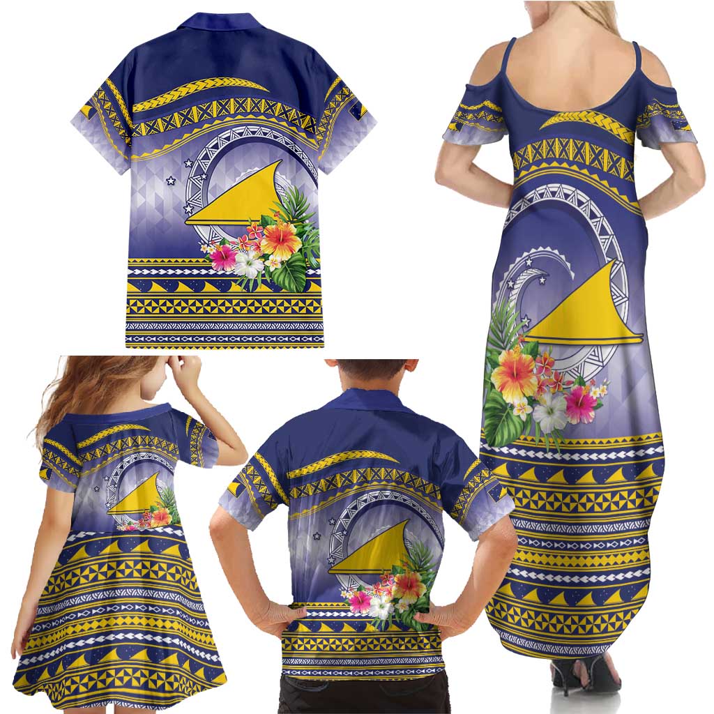 Tokelau Tuluma Family Matching Summer Maxi Dress and Hawaiian Shirt Polynesian Tropical Flowers LT9 - Polynesian Pride