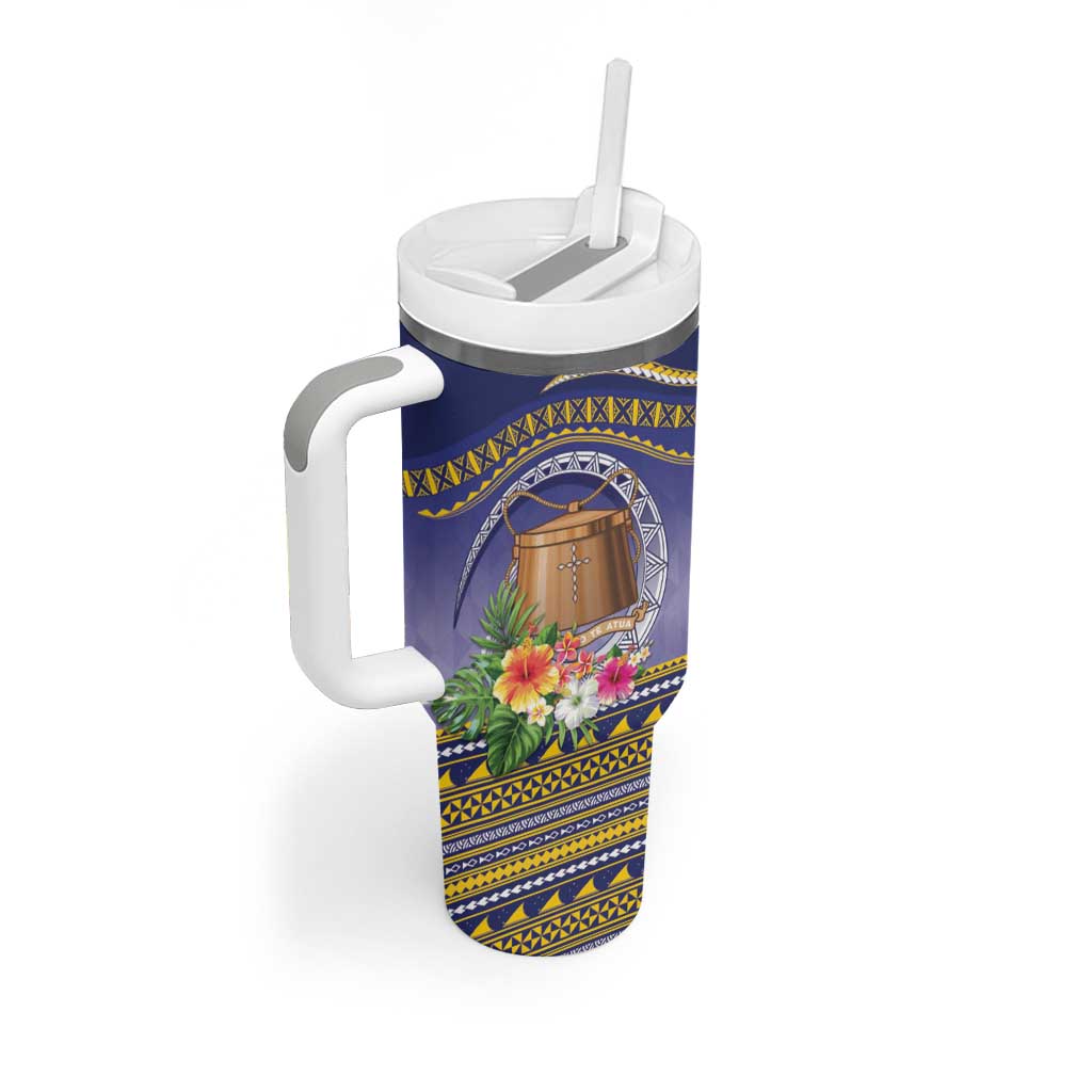 Tokelau Tuluma Tumbler With Handle Polynesian Tropical Flowers