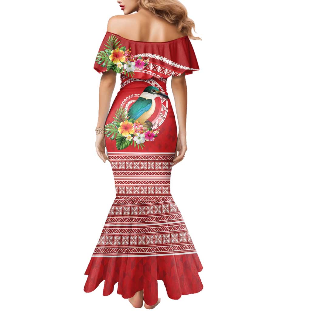 Wallis et Futuna Kingfisher Family Matching Mermaid Dress and Hawaiian Shirt Polynesian Tropical Flowers LT9 - Polynesian Pride