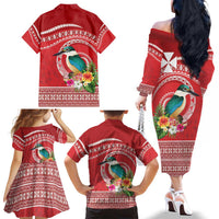 Wallis et Futuna Kingfisher Family Matching Off The Shoulder Long Sleeve Dress and Hawaiian Shirt Polynesian Tropical Flowers LT9 - Polynesian Pride