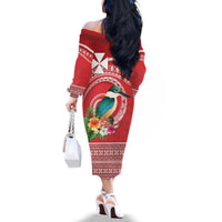 Wallis et Futuna Kingfisher Family Matching Off The Shoulder Long Sleeve Dress and Hawaiian Shirt Polynesian Tropical Flowers LT9 - Polynesian Pride