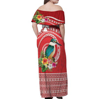 Wallis et Futuna Kingfisher Family Matching Off Shoulder Maxi Dress and Hawaiian Shirt Polynesian Tropical Flowers LT9 - Polynesian Pride