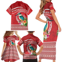 Wallis et Futuna Kingfisher Family Matching Short Sleeve Bodycon Dress and Hawaiian Shirt Polynesian Tropical Flowers LT9 - Polynesian Pride