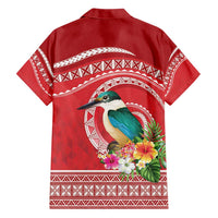 Wallis et Futuna Kingfisher Family Matching Short Sleeve Bodycon Dress and Hawaiian Shirt Polynesian Tropical Flowers LT9 - Polynesian Pride