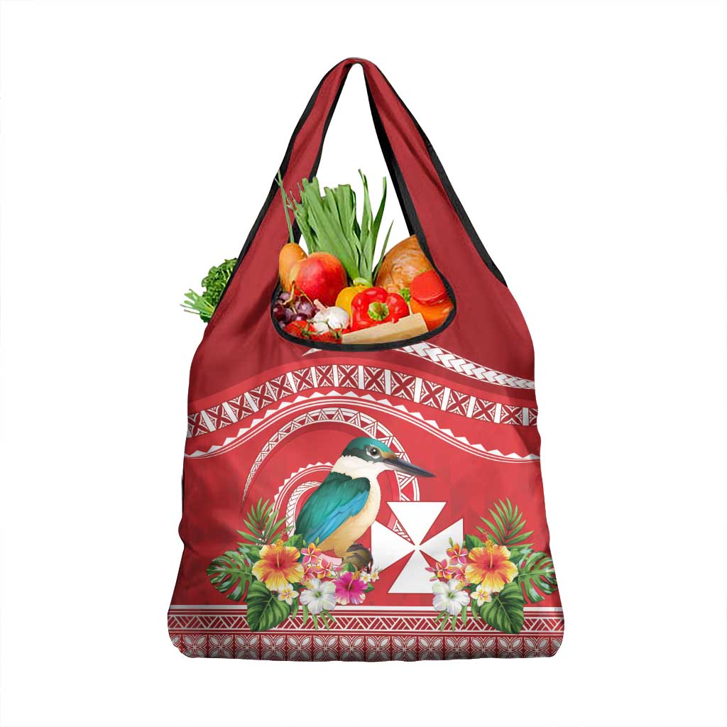 Wallis et Futuna Kingfisher Grocery Bag Polynesian Tropical Flowers LT9 1-pack One Size Red - Polynesian Pride