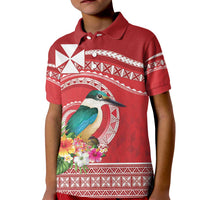 Wallis et Futuna Kingfisher Kid Polo Shirt Polynesian Tropical Flowers