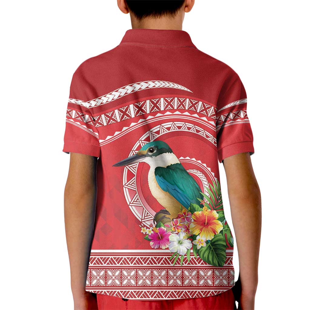 Wallis et Futuna Kingfisher Kid Polo Shirt Polynesian Tropical Flowers