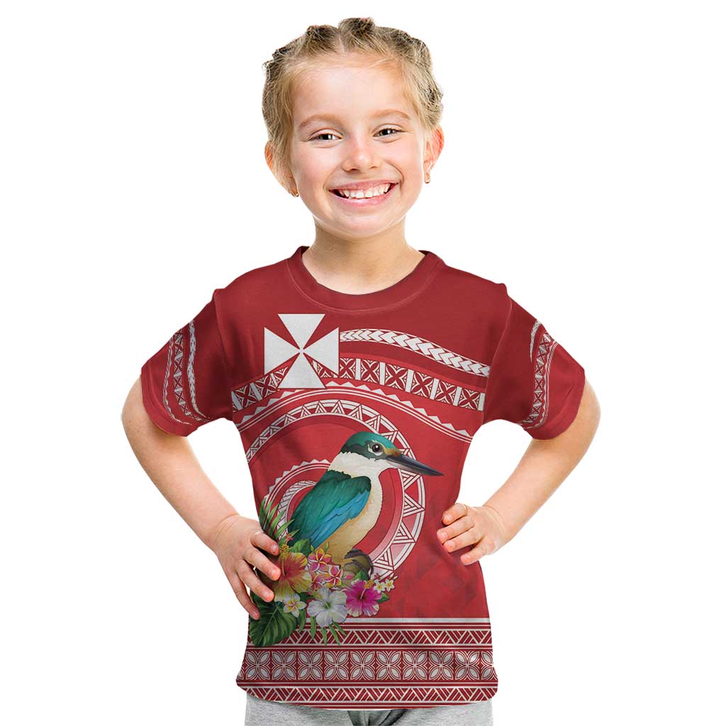 Wallis et Futuna Kingfisher Kid T Shirt Polynesian Tropical Flowers
