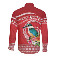 Wallis et Futuna Kingfisher Long Sleeve Button Shirt Polynesian Tropical Flowers LT9 - Polynesian Pride