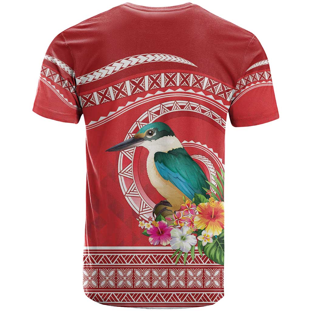 Wallis et Futuna Kingfisher T Shirt Polynesian Tropical Flowers