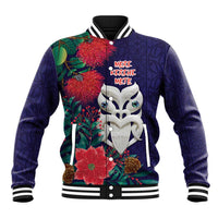 Maori Wheku Meri Kirihimete Personalised Baseball Jacket All Blue Indigenous Maori Motif - Polynesian Pride