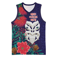 Maori Wheku Meri Kirihimete Personalised Basketball Jersey All Blue Indigenous Maori Motif - Polynesian Pride