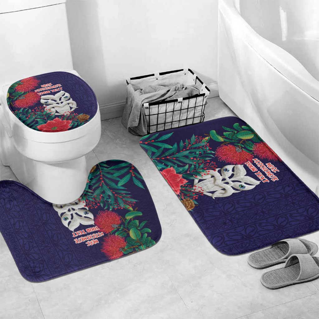 Maori Wheku Meri Kirihimete Personalised Bathroom Set All Blue Indigenous Maori Motif - Polynesian Pride