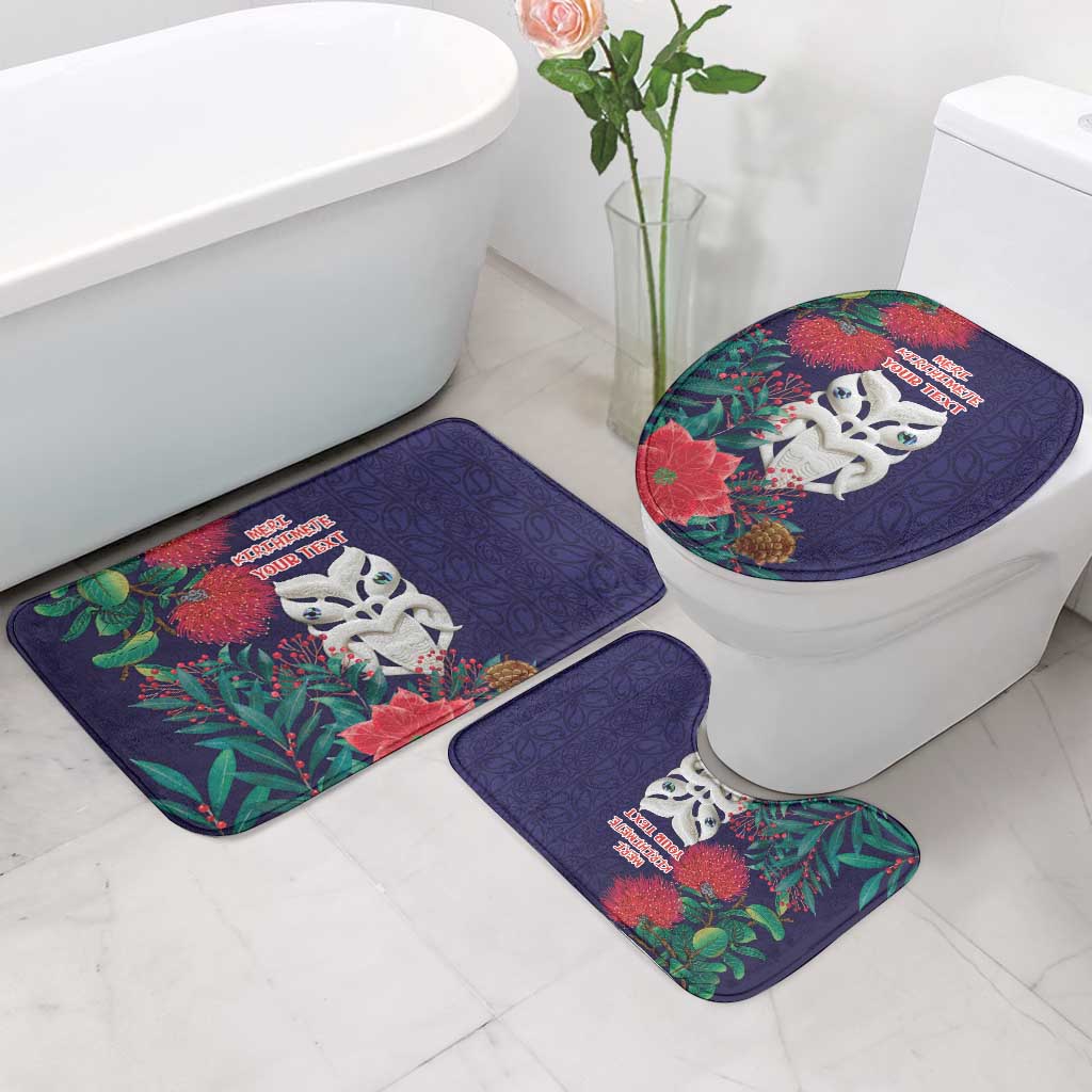 Maori Wheku Meri Kirihimete Personalised Bathroom Set All Blue Indigenous Maori Motif - Polynesian Pride