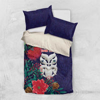 Maori Wheku Meri Kirihimete Personalised Bedding Set All Blue Indigenous Maori Motif - Polynesian Pride