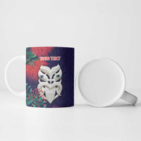 Maori Wheku Meri Kirihimete Personalised Ceramic Mug All Blue Indigenous Maori Motif - Polynesian Pride