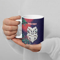 Maori Wheku Meri Kirihimete Personalised Ceramic Mug All Blue Indigenous Maori Motif - Polynesian Pride