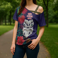 Maori Wheku Meri Kirihimete Personalised Cross Shoulder Shirt All Blue Indigenous Maori Motif - Polynesian Pride