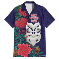 Maori Wheku Meri Kirihimete Personalised Family Matching Long Sleeve Bodycon Dress and Hawaiian Shirt All Blue Indigenous Maori Motif - Polynesian Pride