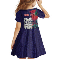 Maori Wheku Meri Kirihimete Personalised Family Matching Tank Maxi Dress and Hawaiian Shirt All Blue Indigenous Maori Motif - Polynesian Pride