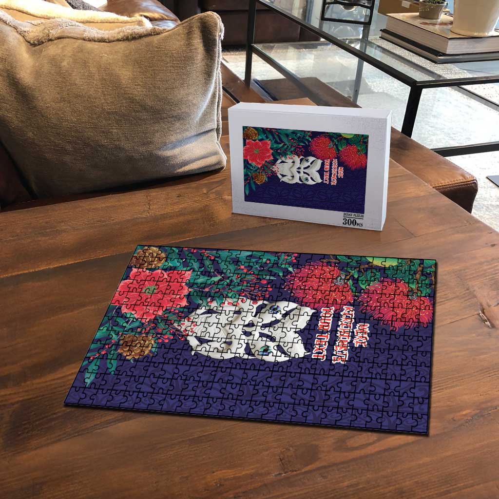 Maori Wheku Meri Kirihimete Personalised Puzzle All Blue Indigenous Maori Motif - Polynesian Pride