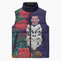 Maori Wheku Meri Kirihimete Personalised Sleeveless Puffer Jacket All Blue Indigenous Maori Motif - Polynesian Pride