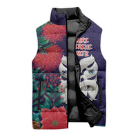 Maori Wheku Meri Kirihimete Personalised Sleeveless Puffer Jacket All Blue Indigenous Maori Motif - Polynesian Pride
