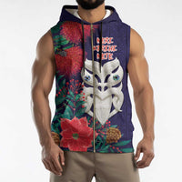 Maori Wheku Meri Kirihimete Personalised Sleeveless Zip Hoodie All Blue Indigenous Maori Motif - Polynesian Pride