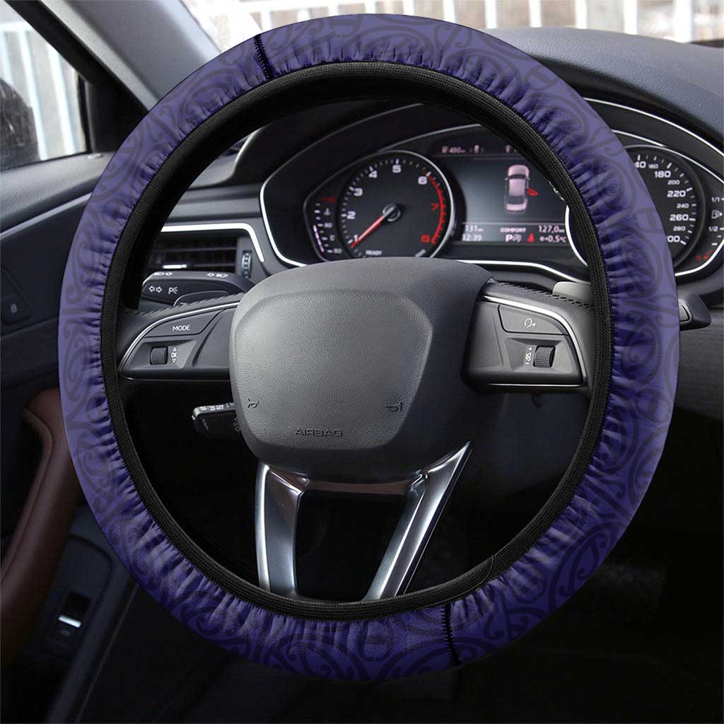 Maori Wheku Meri Kirihimete Steering Wheel Cover All Blue Indigenous Maori Motif - Polynesian Pride