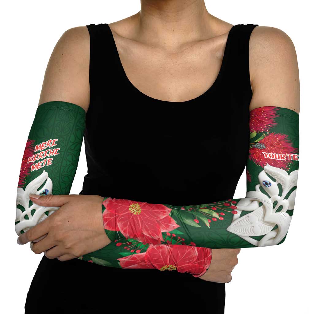 Maori Wheku Meri Kirihimete Personalised Arm Sleeves All Green Indigenous Maori Motif - Polynesian Pride