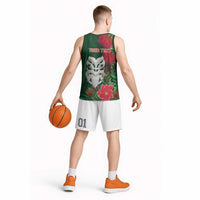 Maori Wheku Meri Kirihimete Personalised Basketball Jersey All Green Indigenous Maori Motif - Polynesian Pride